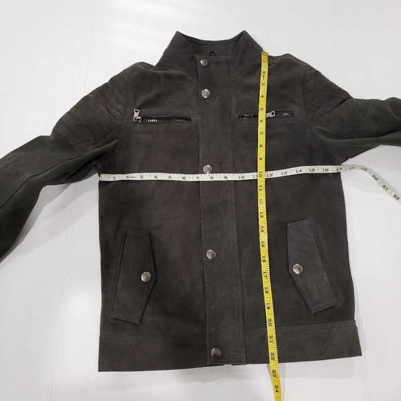 Urban Republic Gray Charcoal 100% Genuine Leather Moto Jacket Size Medium - Picture 9 of 15